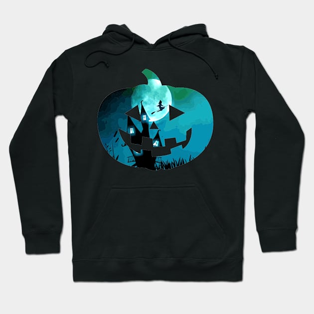 Jack-O-Lantern Haunted House Hoodie by SolarFlare